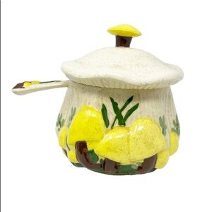 Vintage Arnels Pottery Ceramic Mushroom Soup Tureen With Ladle And Lid Beige